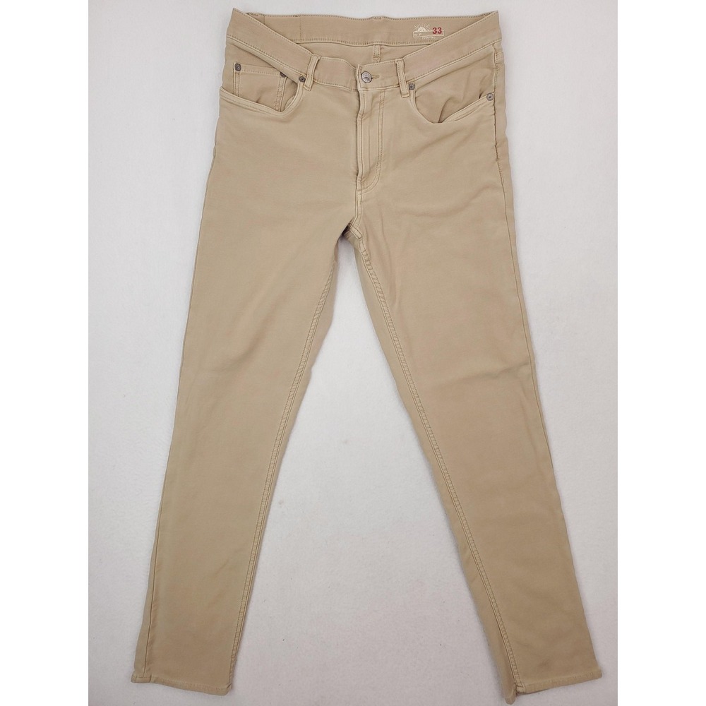 Faherty Terry Pants Mens 33x32 Beige Slim Tapered Chino Stretch Casual